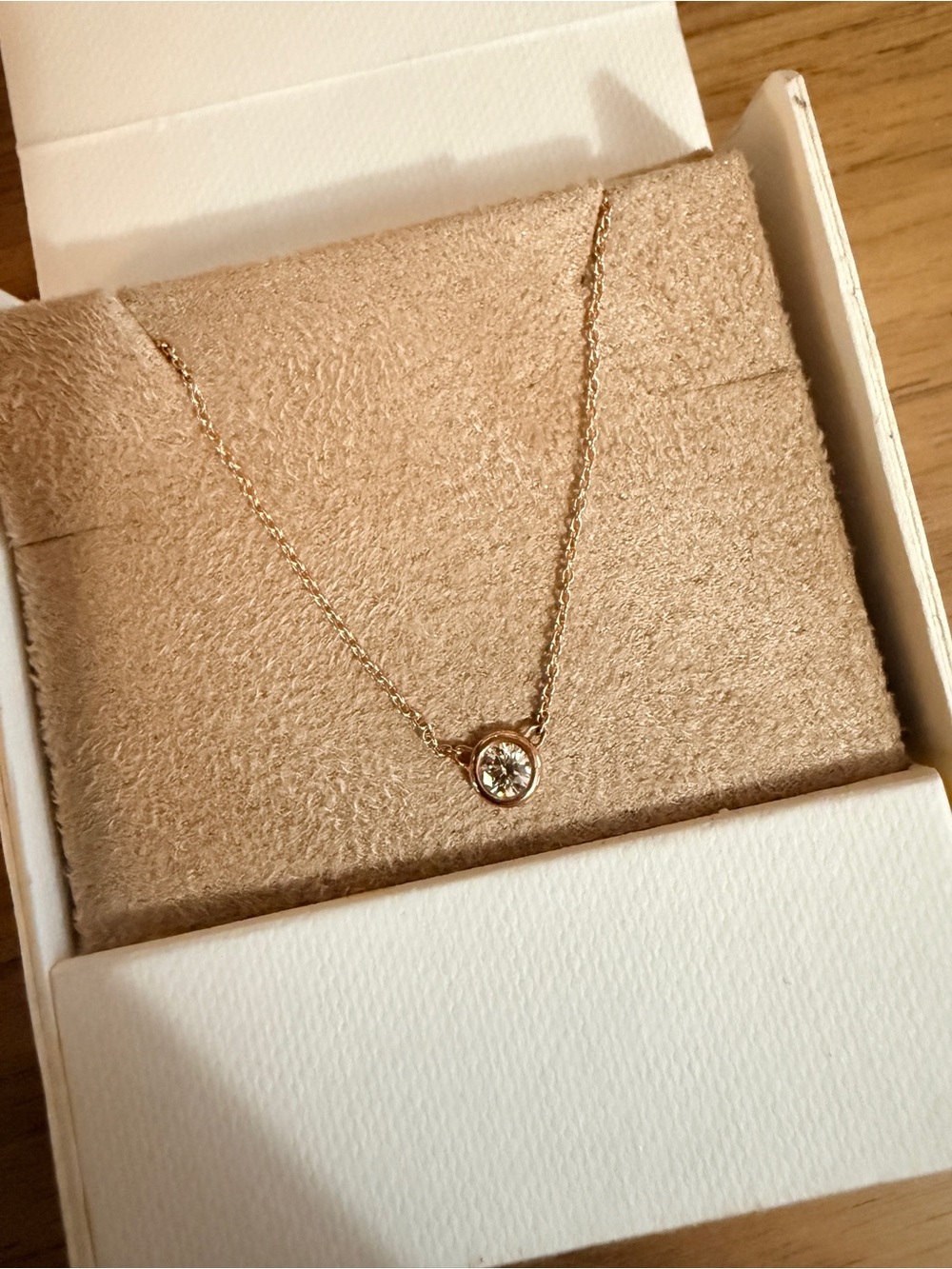 Vrai Bezel Solitaire Necklace 14k Rose Gold - Picture 2 of 4